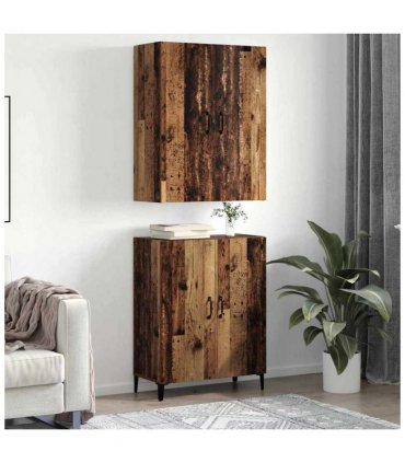 vidaXL Highboard 2 pcs Old wood Engineered Wood