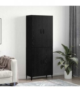 vidaXL Highboard 2 pcs Black Oak Engineered Wood