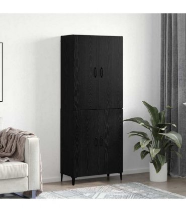vidaXL Highboard 2 pcs Black Oak Engineered Wood