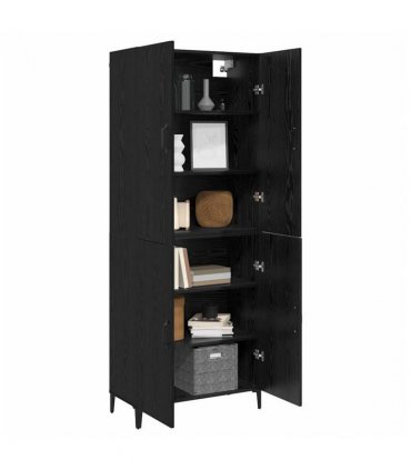 vidaXL Highboard 2 pcs Black Oak Engineered Wood