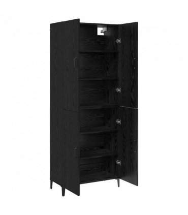 vidaXL Highboard 2 pcs Black Oak Engineered Wood