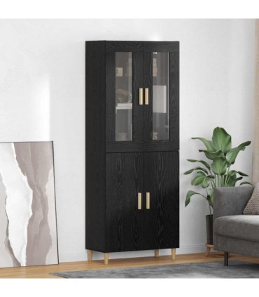 vidaXL Highboard Black Oak 69.5 x 34 x 180 cm
