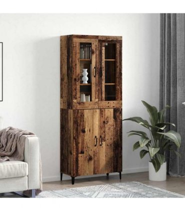 vidaXL Highboard 2 pcs Old wood Engineered Wood — V0671954179