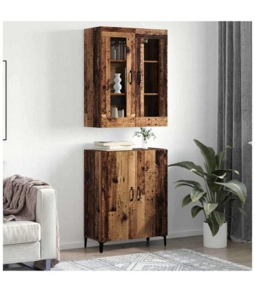 vidaXL Highboard 2 pcs Old wood Engineered Wood — V0671954179