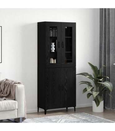 vidaXL Highboard 2 pcs Black Oak Engineered Wood — V0671954180