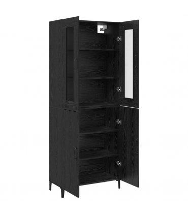 vidaXL Highboard 2 pcs Black Oak Engineered Wood — V0671954180