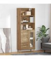 vidaXL Highboard Artisan Oak 69.5 x 34 x 180 cm Engineered Wood — Model: 1 glass door 3 drawers