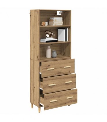 vidaXL Highboard Artisan Oak 69.5 x 32.5 x 180 cm Engineered Wood — Model: 3 drawers