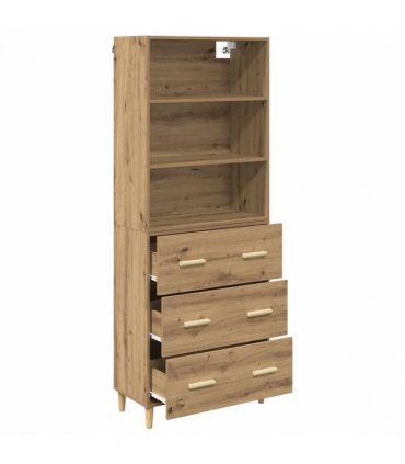 vidaXL Highboard Artisan Oak 69.5 x 32.5 x 180 cm Engineered Wood — Model: 3 drawers