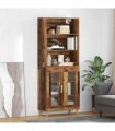 vidaXL Highboard Old Wood 69.5 x 32.5 x 180 cm Engineered Wood — Model: 2 glass doors