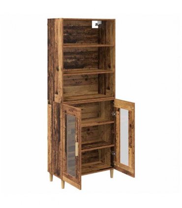 vidaXL Highboard Old Wood 69.5 x 32.5 x 180 cm Engineered Wood — Model: 2 glass doors