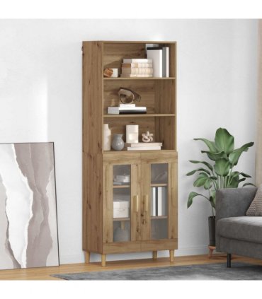 vidaXL Highboard Artisan Oak 69.5 x 32.5 x 180 cm Engineered Wood — Model: 2 glass doors