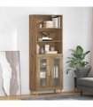 vidaXL Highboard Artisan Oak 69.5 x 32.5 x 180 cm Engineered Wood — Model: 2 glass doors