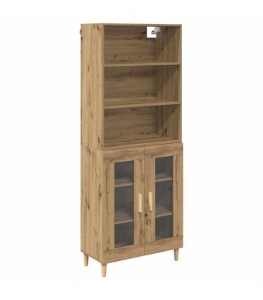 vidaXL Highboard Artisan Oak 69.5 x 32.5 x 180 cm Engineered Wood — Model: 2 glass doors
