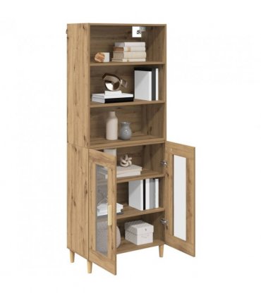 vidaXL Highboard Artisan Oak 69.5 x 32.5 x 180 cm Engineered Wood — Model: 2 glass doors