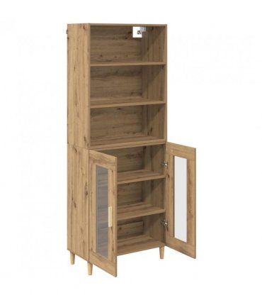 vidaXL Highboard Artisan Oak 69.5 x 32.5 x 180 cm Engineered Wood — Model: 2 glass doors