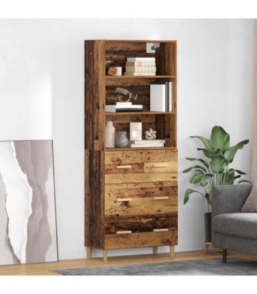 vidaXL Highboard Old Wood 69.5 x 32.5 x 180 cm Engineered Wood — Model: 3 drawers