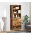 vidaXL Highboard Old Wood 69.5 x 32.5 x 180 cm Engineered Wood — Model: 3 drawers