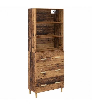 vidaXL Highboard Old Wood 69.5 x 32.5 x 180 cm Engineered Wood — Model: 3 drawers