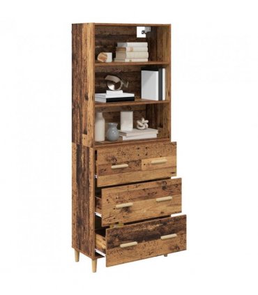 vidaXL Highboard Old Wood 69.5 x 32.5 x 180 cm Engineered Wood — Model: 3 drawers