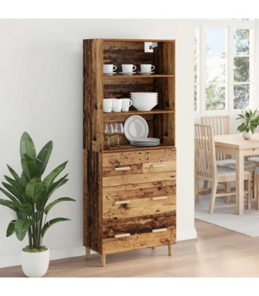 vidaXL Highboard Old Wood 69.5 x 32.5 x 180 cm Engineered Wood — Model: 3 drawers