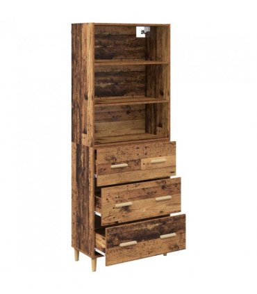 vidaXL Highboard Old Wood 69.5 x 32.5 x 180 cm Engineered Wood — Model: 3 drawers