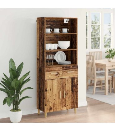 vidaXL Highboard Old Wood 69.5 x 32.5 x 180 cm Engineered Wood — Model: 2 doors 2 drawers