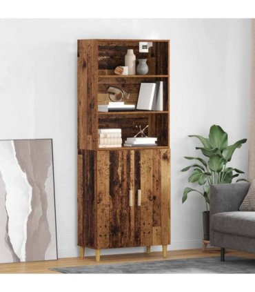 vidaXL Highboard Old Wood 69.5 x 32.5 x 180 cm Engineered Wood — Model: 2 doors