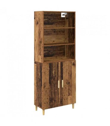 vidaXL Highboard Old Wood 69.5 x 32.5 x 180 cm Engineered Wood — Model: 2 doors