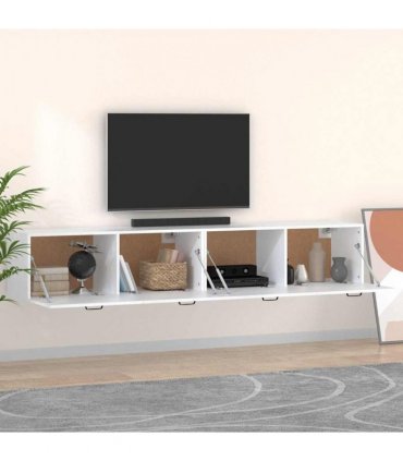 vidaXL Wall Cabinets 2 pcs White 100x36.5x35 cm Engineered Wood — Size: 100 x 36.5 x 35 cm