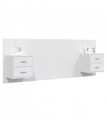 vidaXL Bed Headboard with Cabinets White Engineered Wood — Model: two drawers