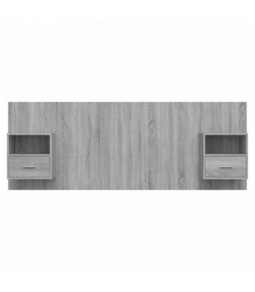 vidaXL Bed Headboard with Cabinets Grey Sonoma Engineered Wood — Model: one drawer and one shelf