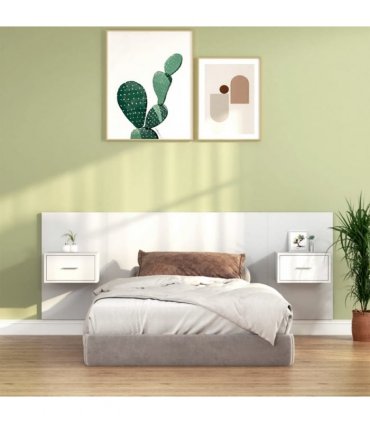 vidaXL Bed Headboard with Cabinets White Engineered Wood — Model: one drawer