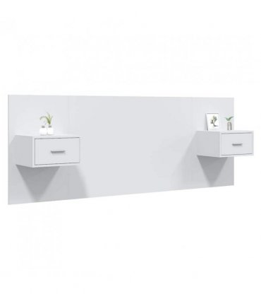 vidaXL Bed Headboard with Cabinets White Engineered Wood — Model: one drawer