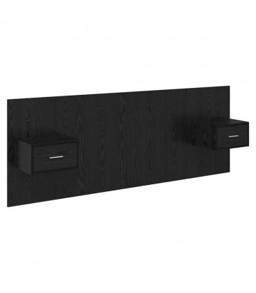 vidaXL Headboard with Cabinet 3 pcs Black Oak Engineered Wood — Model: One drawer