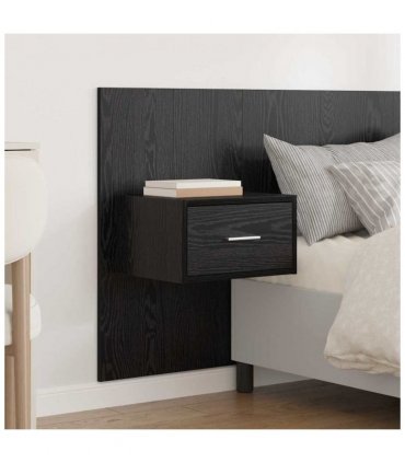 vidaXL Headboard with Cabinet 3 pcs Black Oak Engineered Wood — Model: One drawer