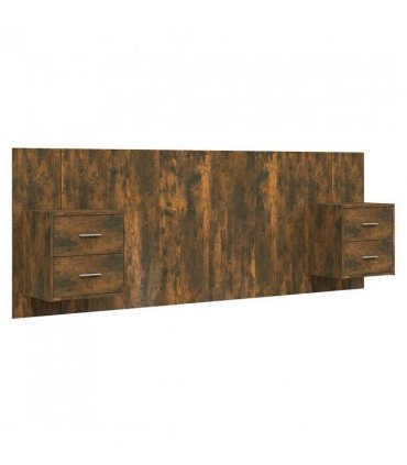 vidaXL Bed Headboard with Cabinets Smoked Oak Engineered Wood — Model: two drawers