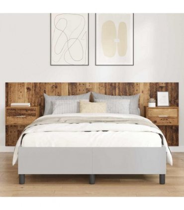 vidaXL Headboard with Cabinet 3 pcs Old Wood Engineered Wood — Model: One drawer