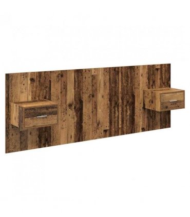 vidaXL Headboard with Cabinet 3 pcs Old Wood Engineered Wood — Model: One drawer