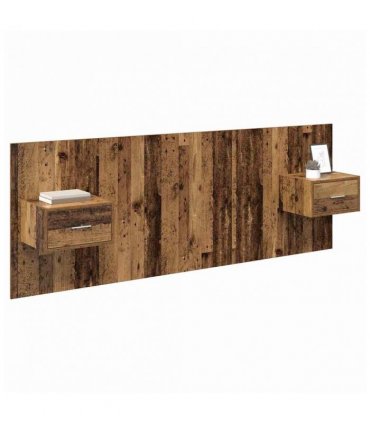 vidaXL Headboard with Cabinet 3 pcs Old Wood Engineered Wood — Model: One drawer