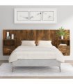 vidaXL Bed Headboard with Cabinets Smoked Oak Engineered Wood — Model: one drawer and one shelf