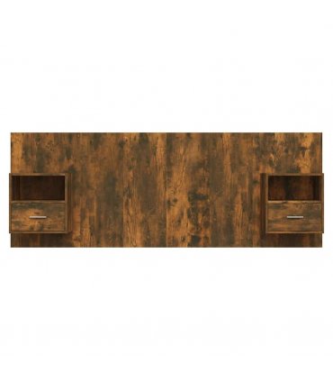 vidaXL Bed Headboard with Cabinets Smoked Oak Engineered Wood — Model: one drawer and one shelf