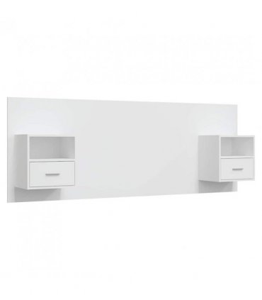 vidaXL Bed Headboard with Cabinets White Engineered Wood — Model: one drawer and one shelf