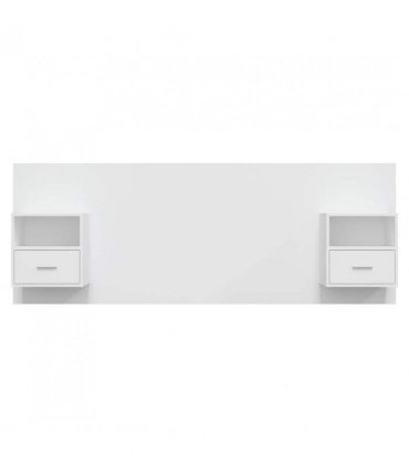 vidaXL Bed Headboard with Cabinets White Engineered Wood — Model: one drawer and one shelf