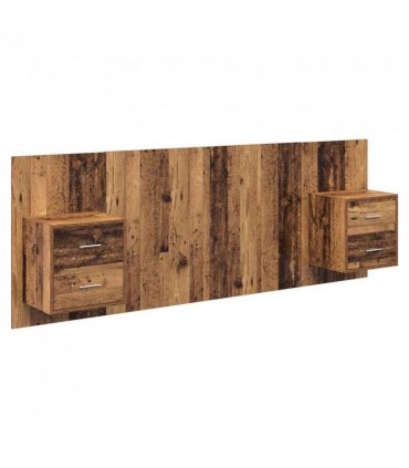 vidaXL Headboard with Cabinet 3 pcs Old Wood Engineered Wood — Model: Two drawers