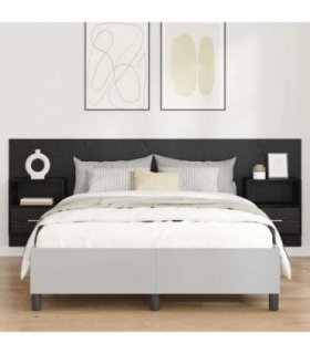 vidaXL Headboard with Cabinet 3 pcs Black Oak Engineered Wood — Model: One drawer and one shelf