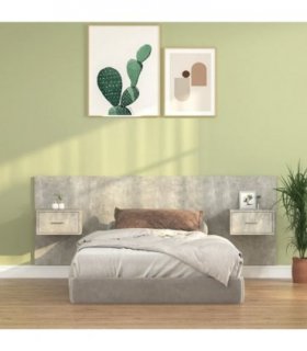 vidaXL Bed Headboard With Cabinet | Concrete grey | Engineered wood | Average — Model: one drawer