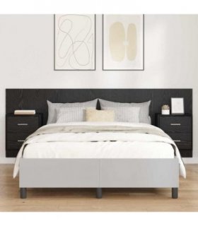 vidaXL Headboard with Cabinet 3 pcs Black Oak Engineered Wood — Model: Two drawers