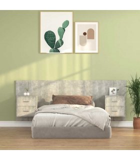 vidaXL Bed Headboard with Cabinets Concrete Grey Engineered Wood — Model: two drawers