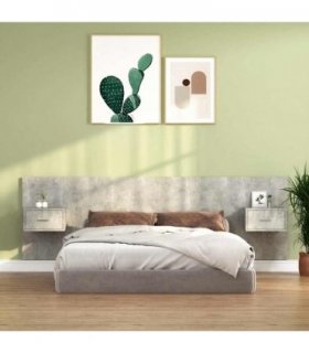vidaXL Bed Headboard with Cabinets Concrete Grey Engineered Wood — Model: one drawer